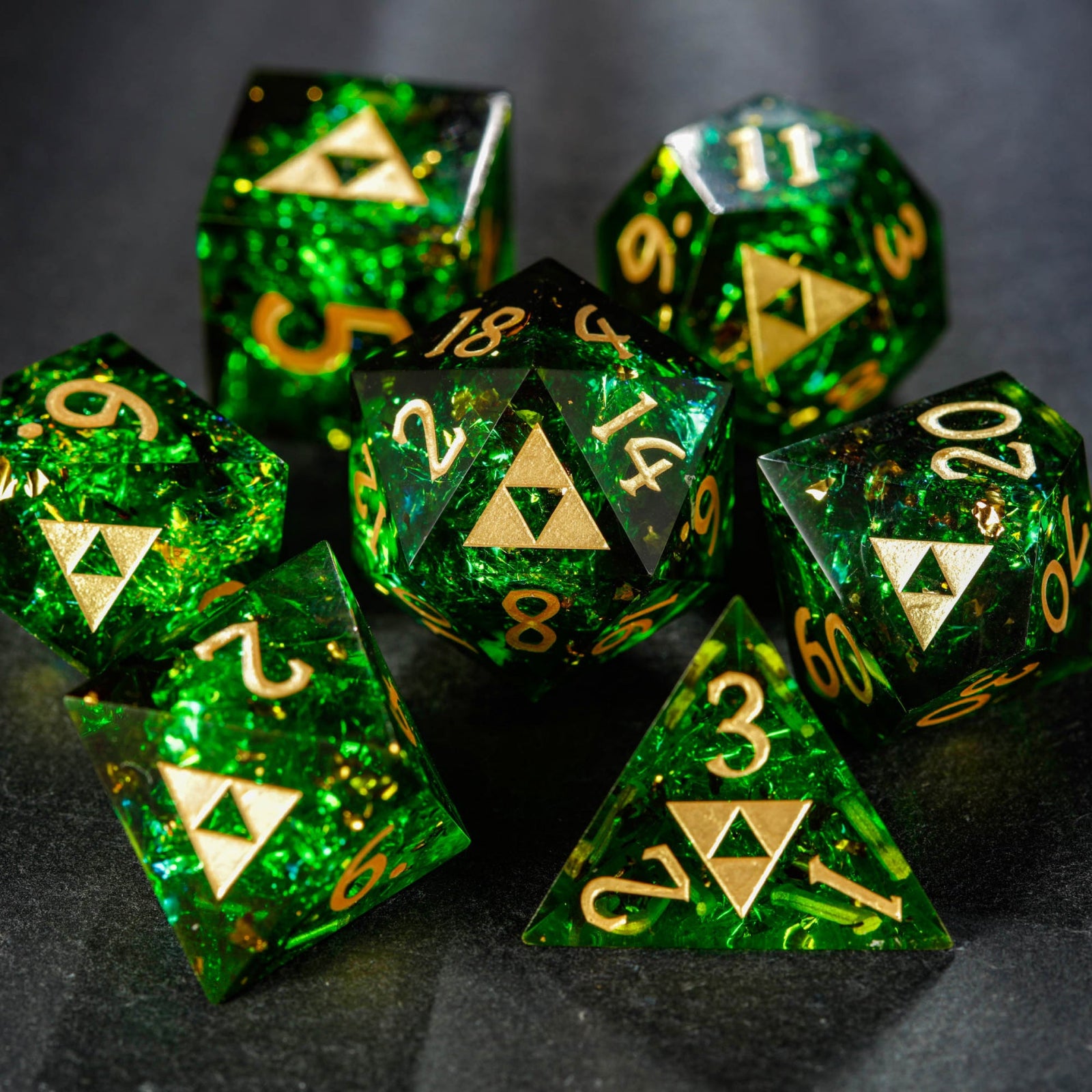 Dark Green Glitter DND Dice